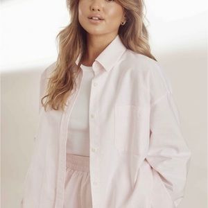 Djerf Avenue Breezy Shirt, Pink stripe
